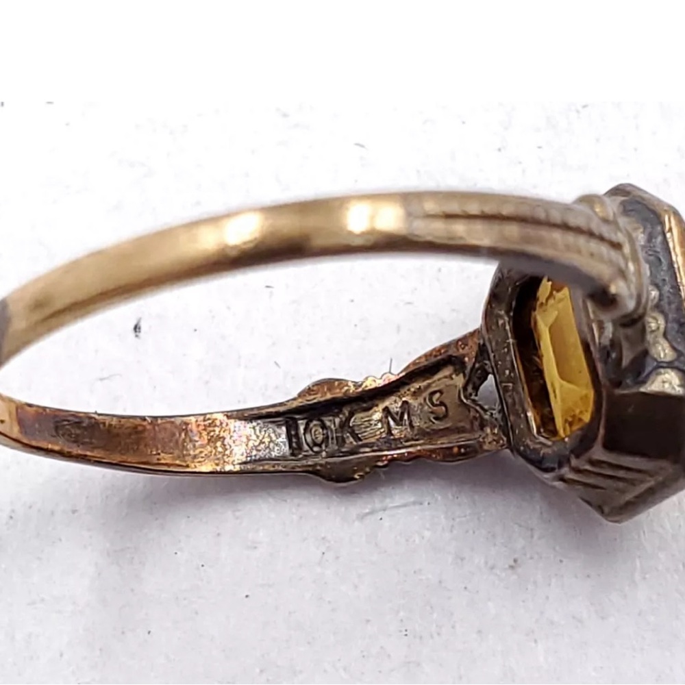 1880's ANTIQUE 10KT YELLOW GOLD CITRINE SOLITAIRE RING SIZE 5 - Picture 5 of 6